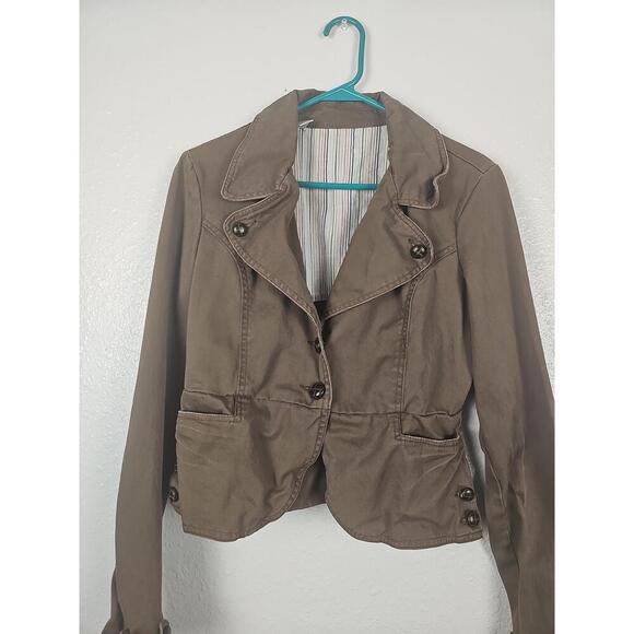Nori Brown Women's Small/Medium Long Sleeve Buttoned Casual Blazer Jacket - Picture 2 of 7